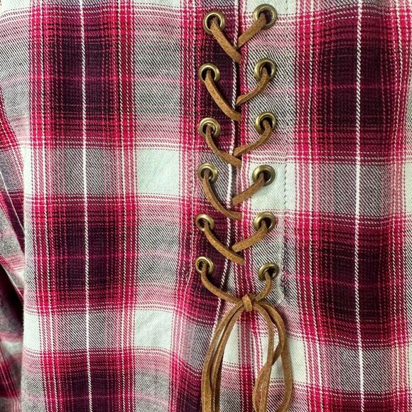 Democracy Long Sleeve Button Front Hi-Lo Plaid Western Shirt Dress Size S - Picture 13 of 15